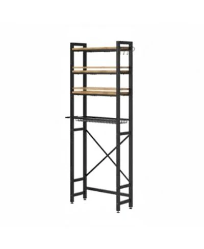 Yigii Over The Toilet Storage Rack 7 Tier Bathroom Organizer With Side Shelf Hooks Paper Holder Freestanding Quick Install