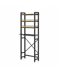 Yigii Over The Toilet Storage Rack 7 Tier Bathroom Organizer With Side Shelf Hooks Paper Holder Freestanding Quick Install