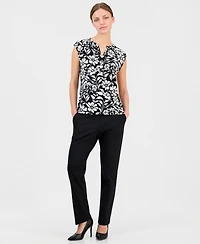 Anne Klein Essentials Petite Printed Short-Sleeve Top