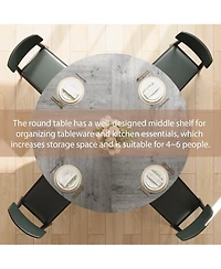 gaomon Round Dining Table for 4-6, 47.2 in Farmhouse Kitchen Table with Storage, Circle Dinner Tables for Kitchen, Dining Room, Living Room.