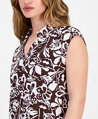 Anne Klein Essentials Petite Collared Button-Front Top