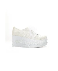 Forever & Always Shoes Women's Valencia Lace Platform Bridal Sneaker