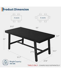 gaomon Industrial Dining Table for 4-6 People, 63" Long Large Kitchen Table with Sturdy Metal Frame, Rectangular Counter