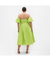 City Chic Women's Rosalee Puff Sleeve Midi Dress