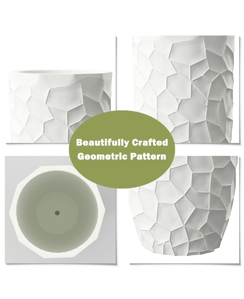 LuxenHome MgO Geometric Pattern Round 22" Tall Planter