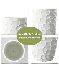 LuxenHome MgO Geometric Pattern Round 22" Tall Planter