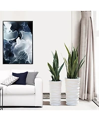 LuxenHome Set of 2 Waves Tall Round MgO Planters