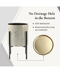 LuxenHome Set of 3 Metal Cachepot Planters with Stand