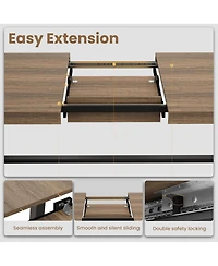 gaomon 63-83" Extendable Dining Table, Industrial Rectangular Dining Room Table for 6-8 People, Expandable Kitchen Table with Heavy Duty Metal Frame