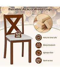 Gymax Wooden Dining Chair Set of 2 w/Acacia Wood Legs Padded Seat Curved Back