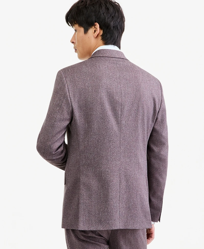 Kenneth Cole Reaction Men's Eggplant Herringbone Slim Techni-Cole Suit Jacket