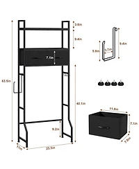 Yigii Over The Toilet Storage Cabinet Freestanding 2 Tier Shelves Fabric Drawers Tall Organizer