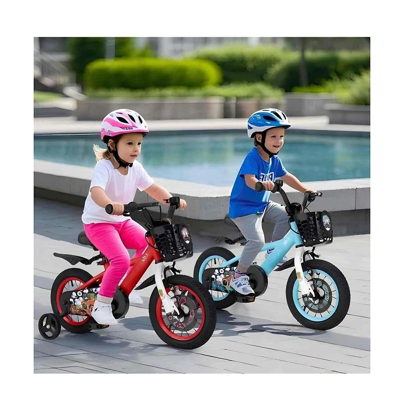 Hongge 12 Inch Kids Bike Adjustable with Storage Basket and Double Brake for 3-4 Years Old