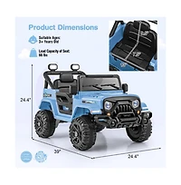 Hongge 12V Kids Ride on Truck Car with Remote Control Threaded Wheels and 3 Speeds