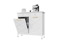 Aecojoy Double Tilt Out Trash Can Cabinet, 20 Gallon Metal Proof Trash Can with 2 Drawers