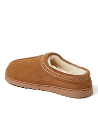 Dearfoams Men's Dean Genuine Suede Clog Slipper with Embroidery