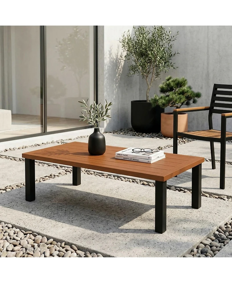Tribesigns Rectangular Outdoor Coffee Table, Aluminum Patio Coffee Table with Rust-Resistant Frame, Modern Outdoor Table for Patio, Garden, Backyard