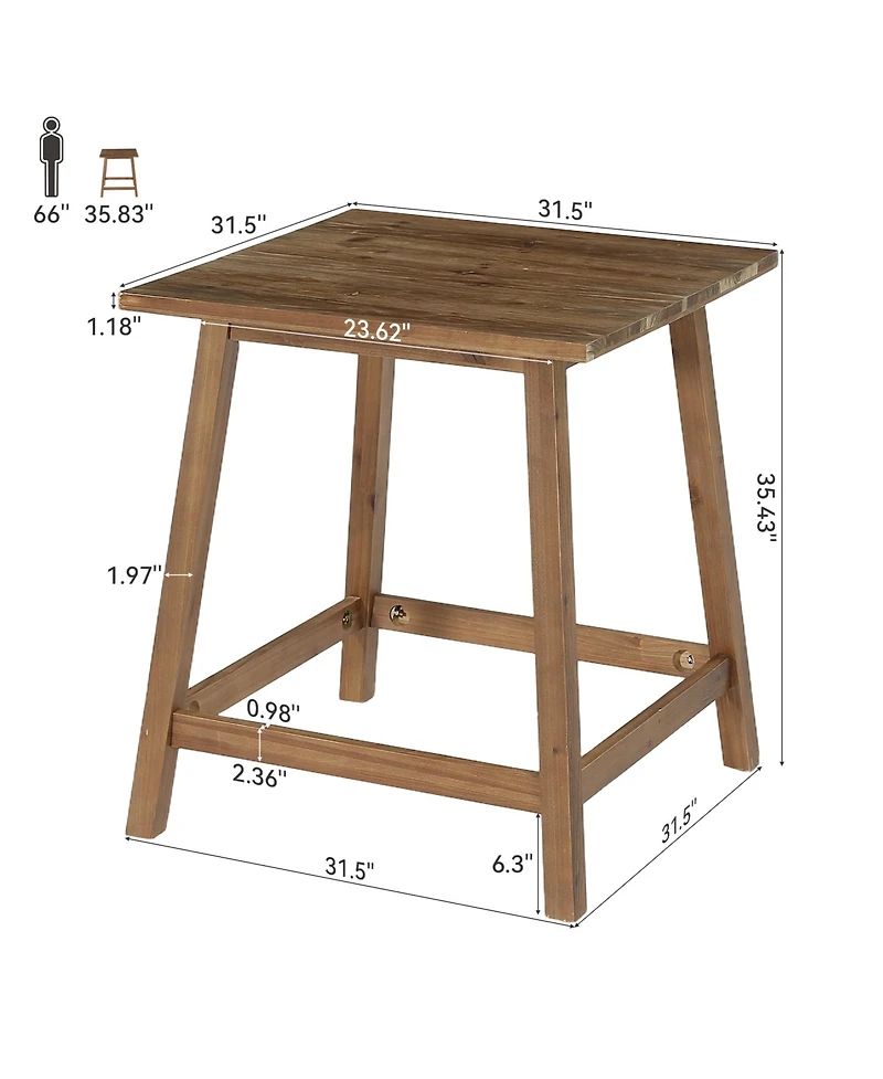 Tribesigns Solid Wood Counter Height Dining Table for 2-4, Farmhouse Square Kitchen Table