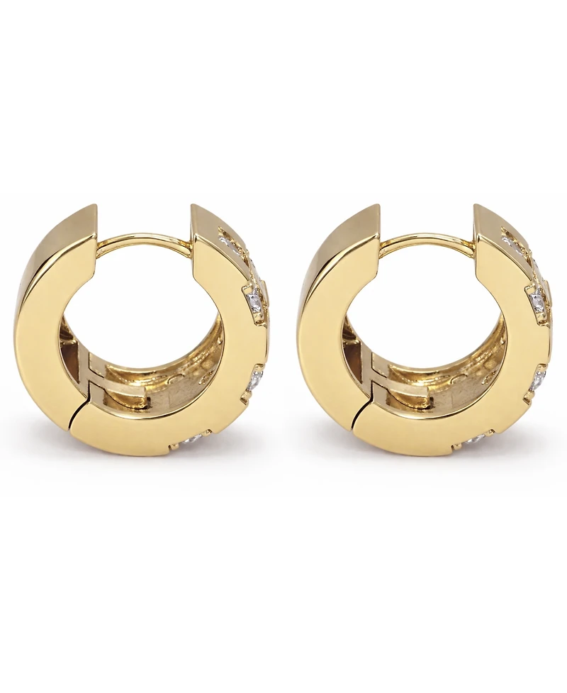 And Now This Clear Cubic Zirconia Checkerboard Hinge Hoop Earring
