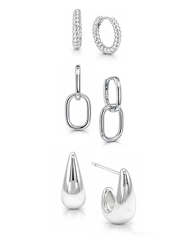 And Now This Oblong Post + J Hoop+ Hinge Hoop Earrings Set