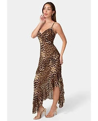 Bebe Women's Ruffle Chiffon Midi Dress