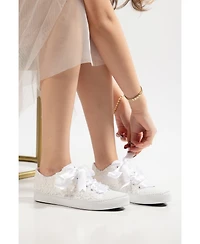 Forever & Always Shoes Women's Marvelle Pearl Lace Bridal Sneaker