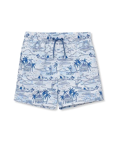 Lands' End Big Boys Husky Chlorine Resistant 5" Swim Trunks with Mesh Liner