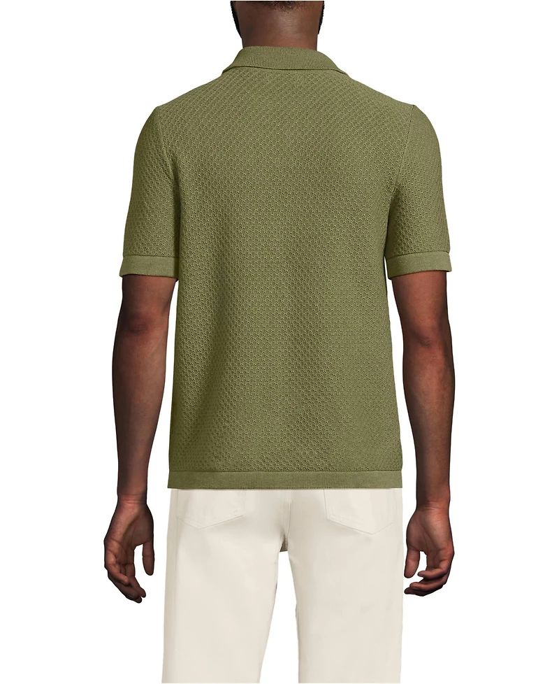 Lands' End Men's Short Sleeve Johnny Collar Polo