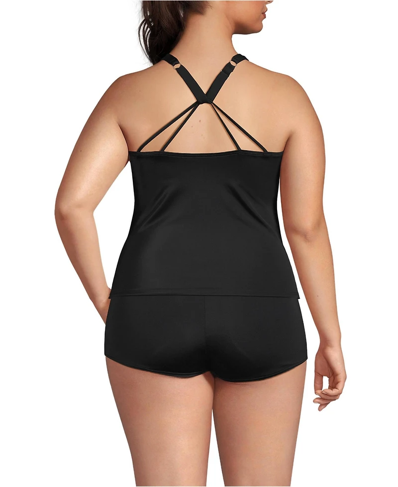 Lands' End Women's Tugless High Neck Strappy Back Tankini Top