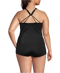 Lands' End Women's Tugless High Neck Strappy Back Tankini Top