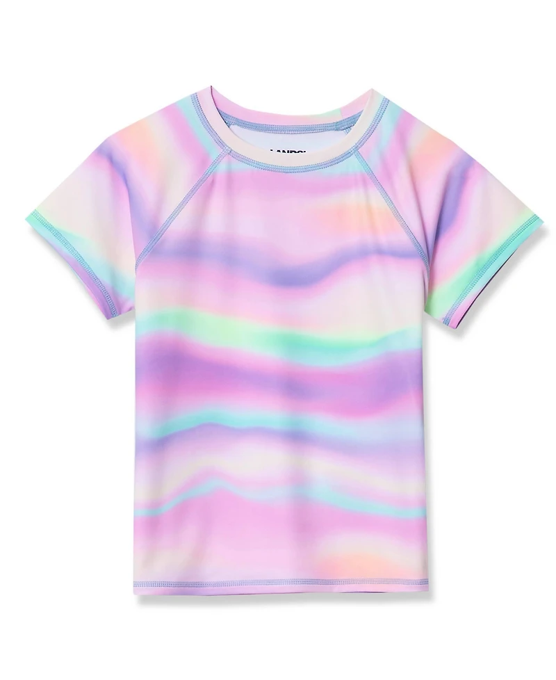 Lands' End Girls Slim Short Sleeve Crew Neck Swim Rash Guard