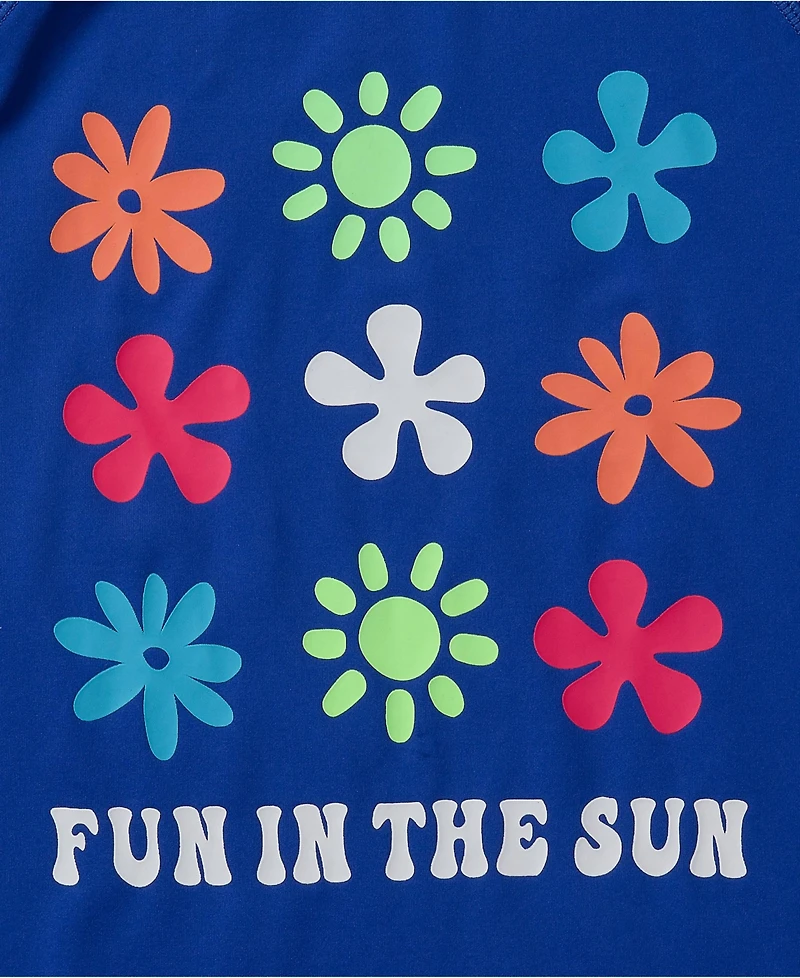 Lands' End Girls Chlorine Resistant Long Sleeve Rash Guard Bikini 3 Piece Swimsuit Set