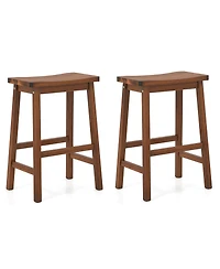Gymax Saddle-Seat Counter Height Stools Set of Backless Barstools w/ Curved Seat