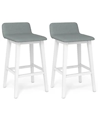 Gymax 29'' Upholstered Barstools w/ Low Back Footrest and Wood Legs for Kitchen Island