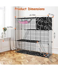 Zeus and Ruta 3 Tier Indoor Cat Enclosure with Hammock Toy Ball Ladder Iron Wire Playpen for Cats Ferret Rabbit Small Animals