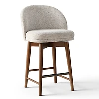 Maison Boucle 25.5" Swivel Counter Height Stools with Solid Wood Legs Set of 2