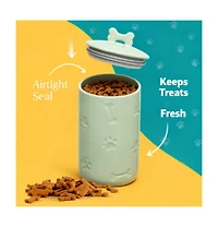 Aronkl Ceramic Pet Treat Jar Airtight Large Food Storage Farmhouse Style with Lid
