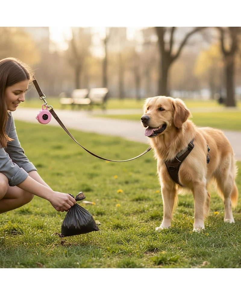 Aronkl Dog Poop Bag Dispenser with Carabiner Lavender Scented Leak-Proof Bags
