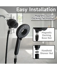 Busdays High Pressure Shower Heads 6 Spray Mode, Magnetic Shower Head for Bathroom, Handheld Shower with Stainless Steel Hose