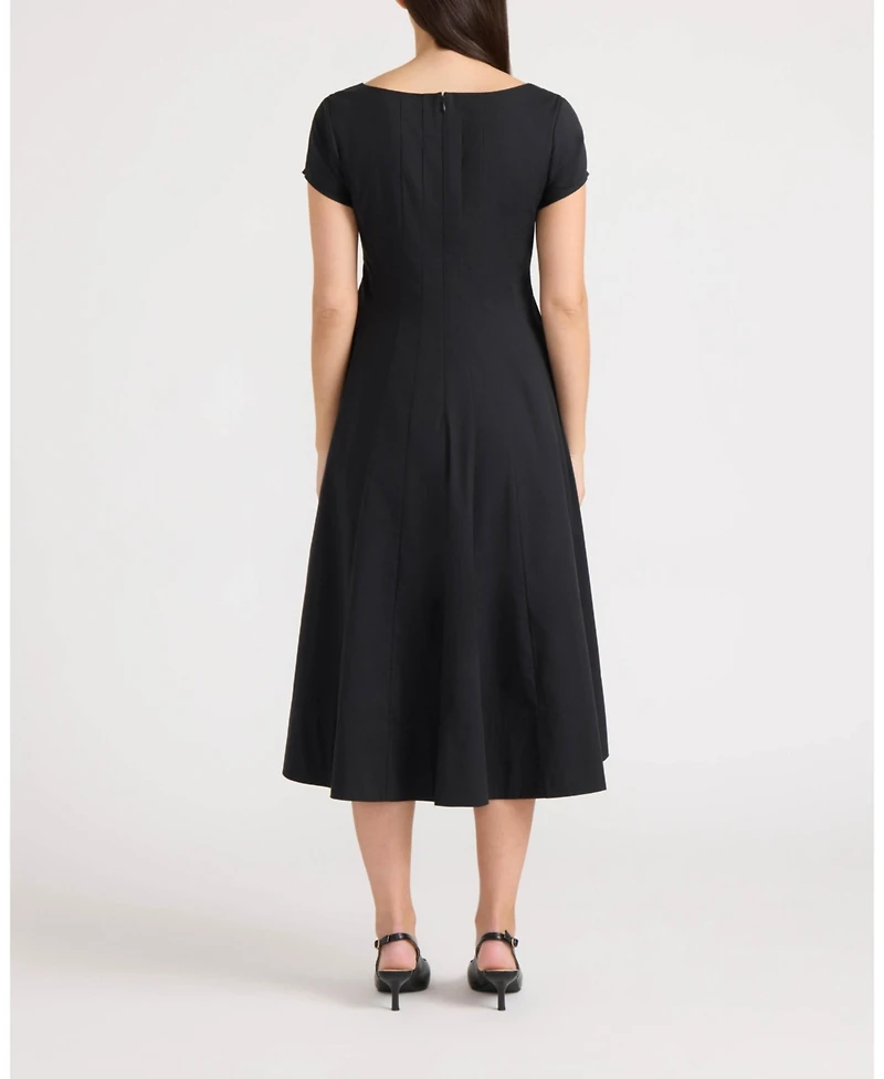 Ellen Tracy Women's Poplin Cap-Sleeve Paneled Dress