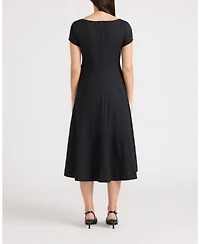 Ellen Tracy Women's Poplin Cap-Sleeve Paneled Dress
