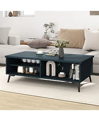 Slickblue 2 Tier Coffee Table Mid Century with Storage Compartments