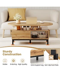 Slickblue Oval Coffee Table Storage with Open Shelves