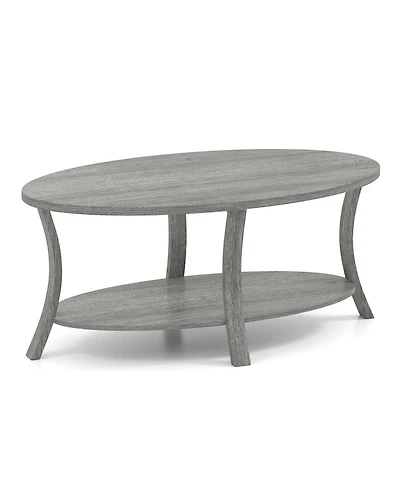 Slickblue Oval Coffee Table 2 Tier Storage Shelf