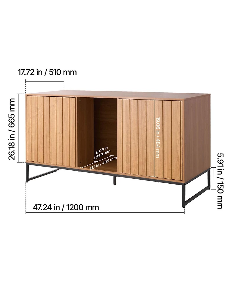 Aostirmotor 47.2" Hidden Cat Litter Box Enclosure Furniture with Scratch Pad and Storage, Waterproof End Table, Fits Most Litter Boxes