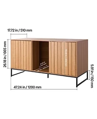 Aostirmotor 47.2" Hidden Cat Litter Box Enclosure Furniture with Scratch Pad and Storage, Waterproof End Table, Fits Most Litter Boxes