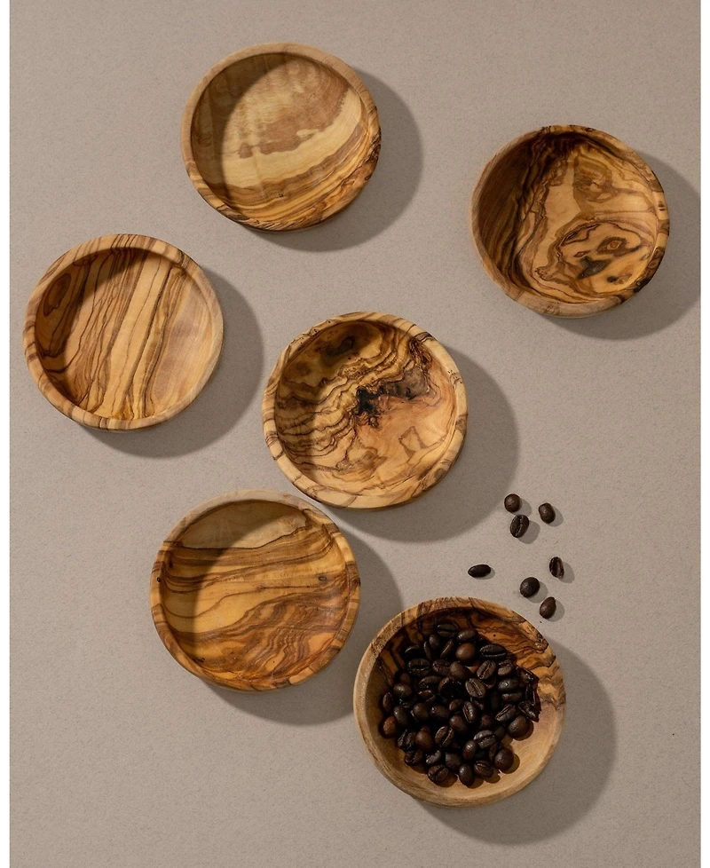 Gharyan Stoneware, Natural Olive Wood Ramkin - Set of 6