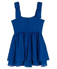 Rare Editions Girls' 7-16 Chiffon Clipdot Ruched Sleeveless Romper Dress