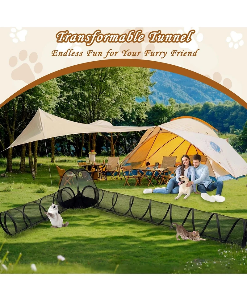 Zeus and Ruta Outdoor Cat Enclosure Portable Pet Tent Cage Free Playpen with Tunnel Playground for Cats Small Animals