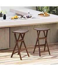Gymax Bar Stools Set of 4 30'' Folding Bar Height Stools w/ Saddle Seat and Footrest